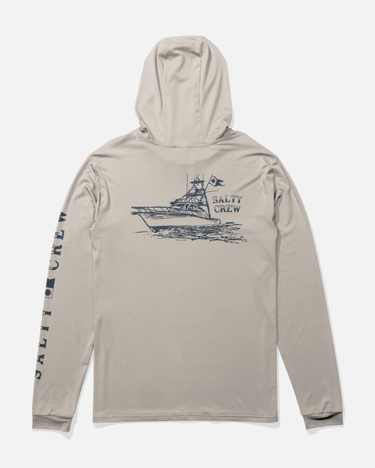 Back view of the On Board Hood Sunshirt - Natural. 