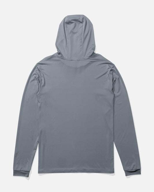 Back view of the Rail Boys Hood Sunshirt - Shark Skin. 