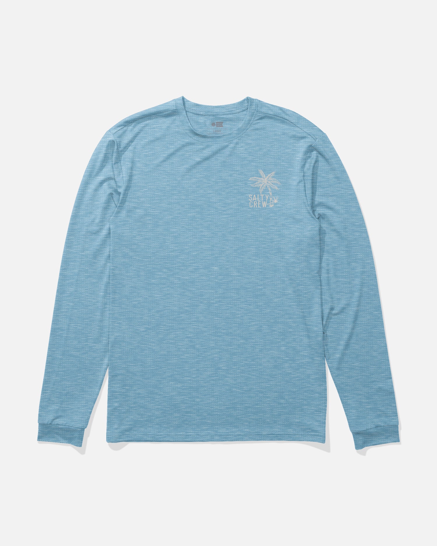 Front view of the Day Off Long Sleeve Sunshirt - Blue Heather. 