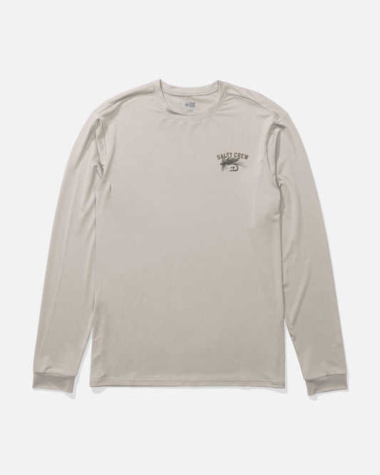 Front view of the Fishing Co Long Sleeve Sunshirt - Natural. 