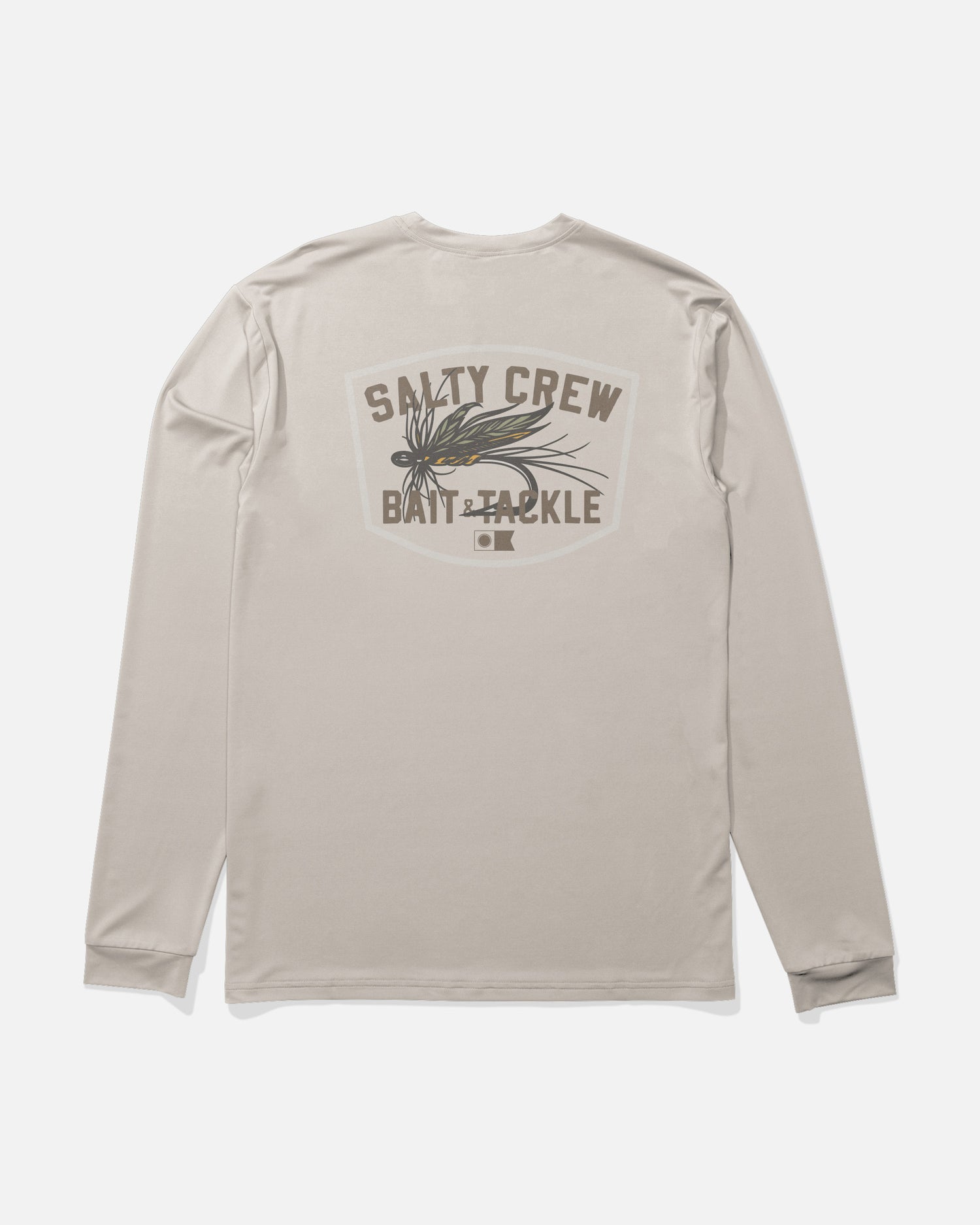 Back view of the Fishing Co Long Sleeve Sunshirt - Natural. 