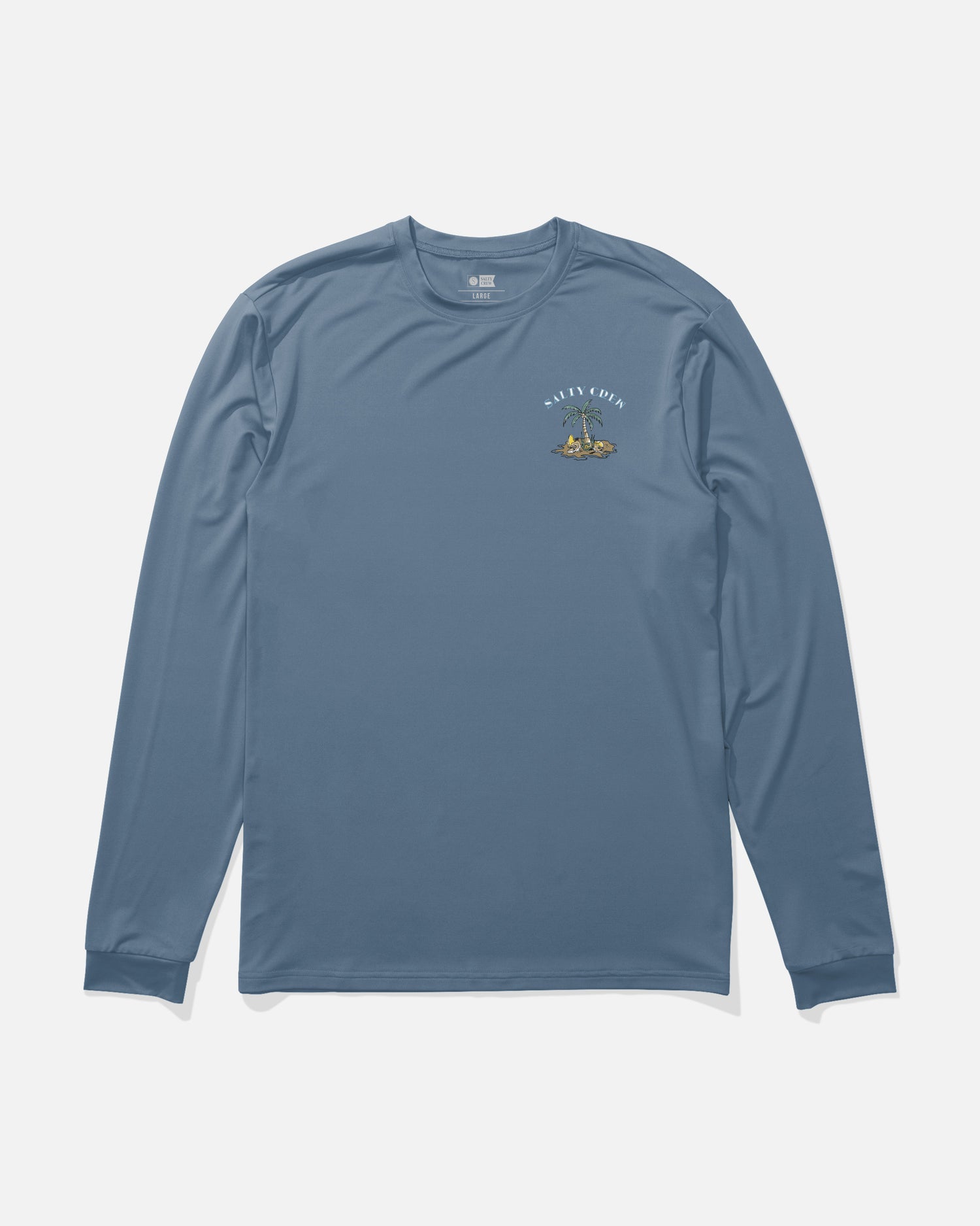 Front view of the Deserted Boys Long Sleeve Sunshirt - Captains Blue. 