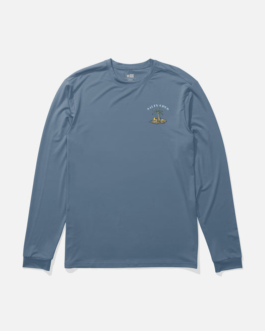 Front view of the Deserted Boys Long Sleeve Sunshirt - Captains Blue. 