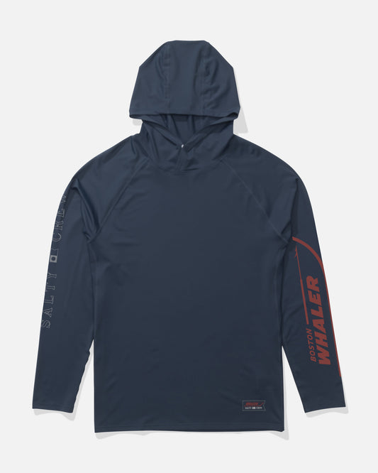 Front view of the Whaler Apex Sunshirt - Navy. 