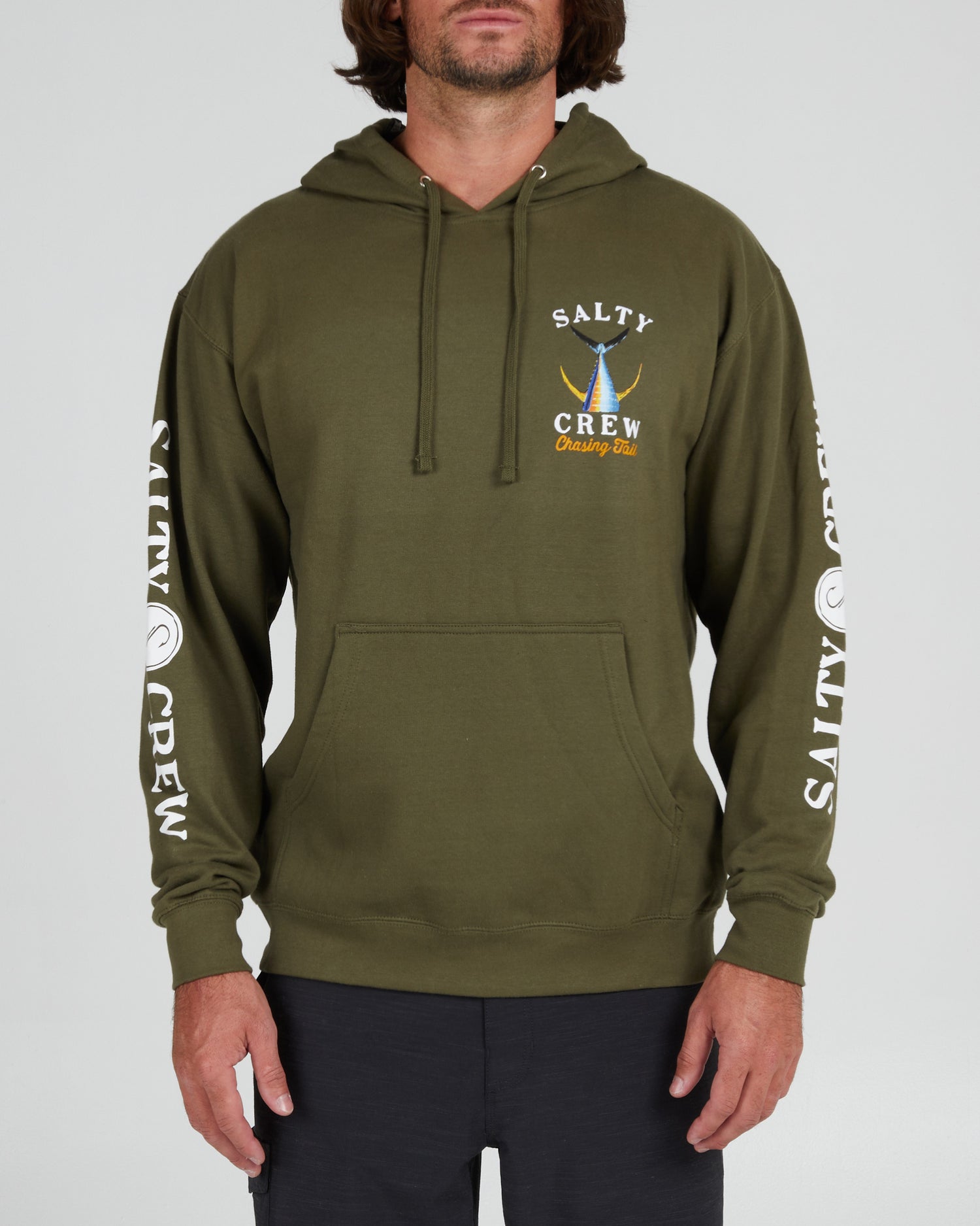 front view of Tailed Army Hood Fleece