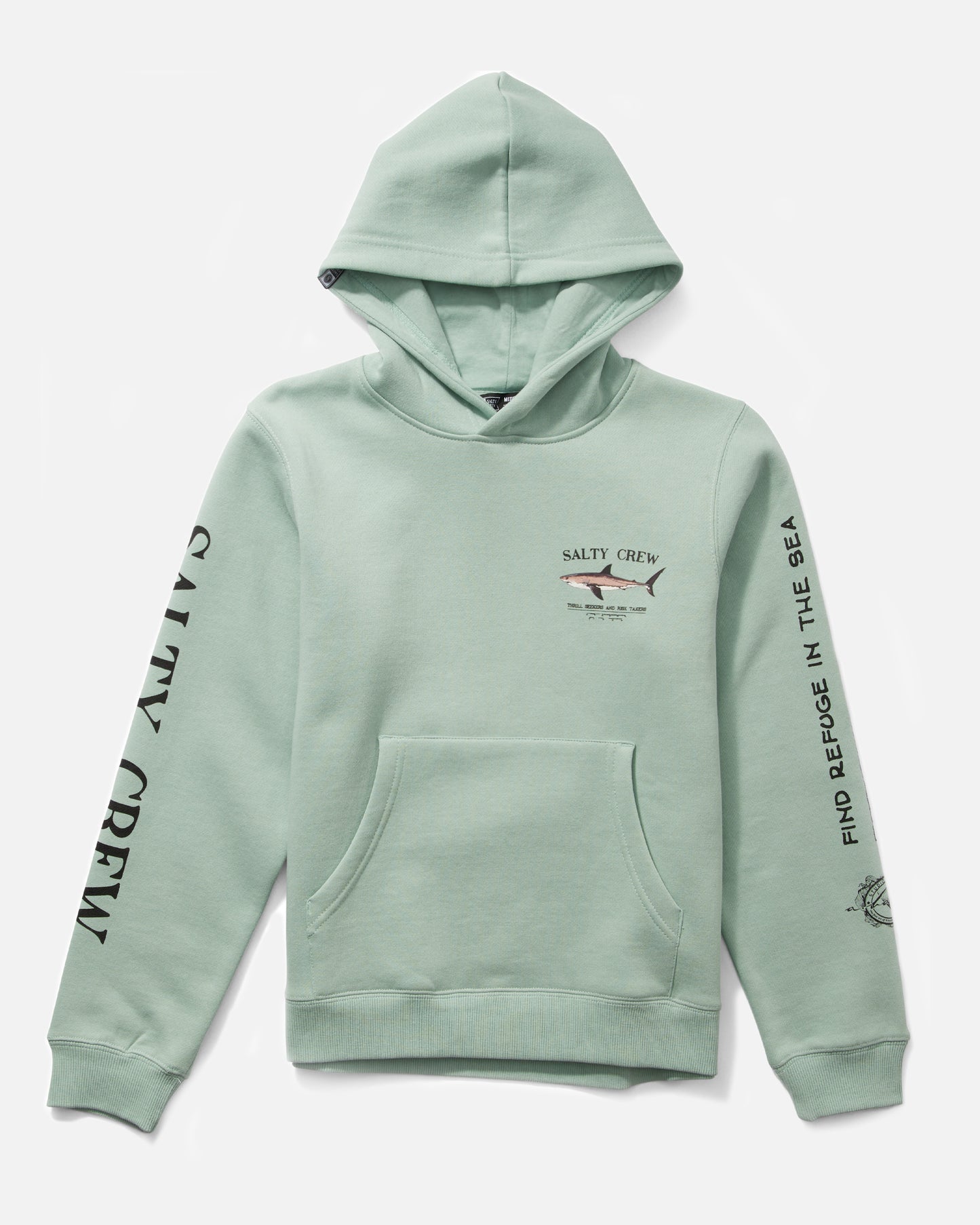 Front view of the Bruce Boys Fleece Hoodie - Mackerel. 