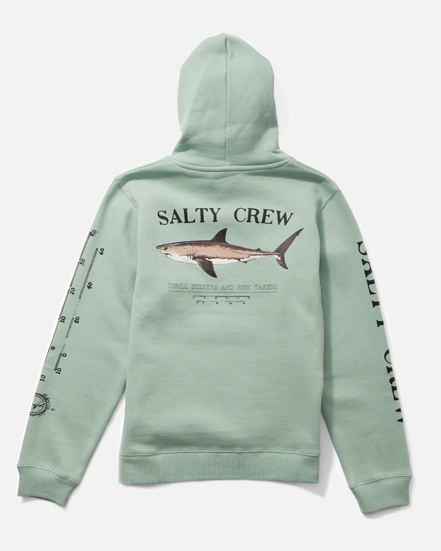 Back view of the Bruce Boys Fleece Hoodie - Mackerel. 