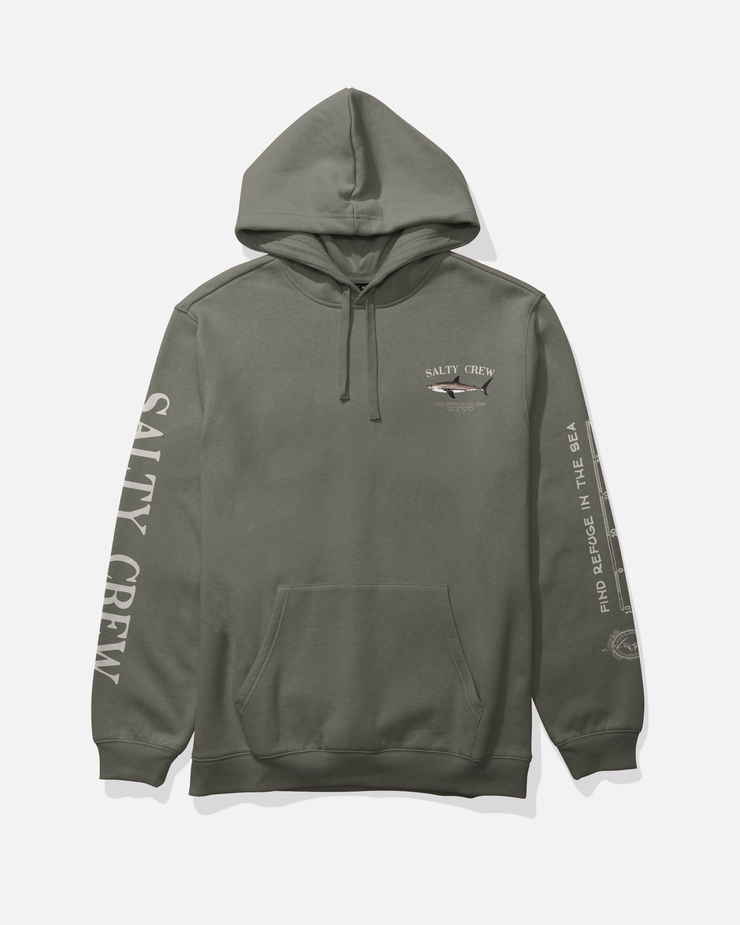 Front view of the Bruce Fleece Hoodie - Dusty Olive. 