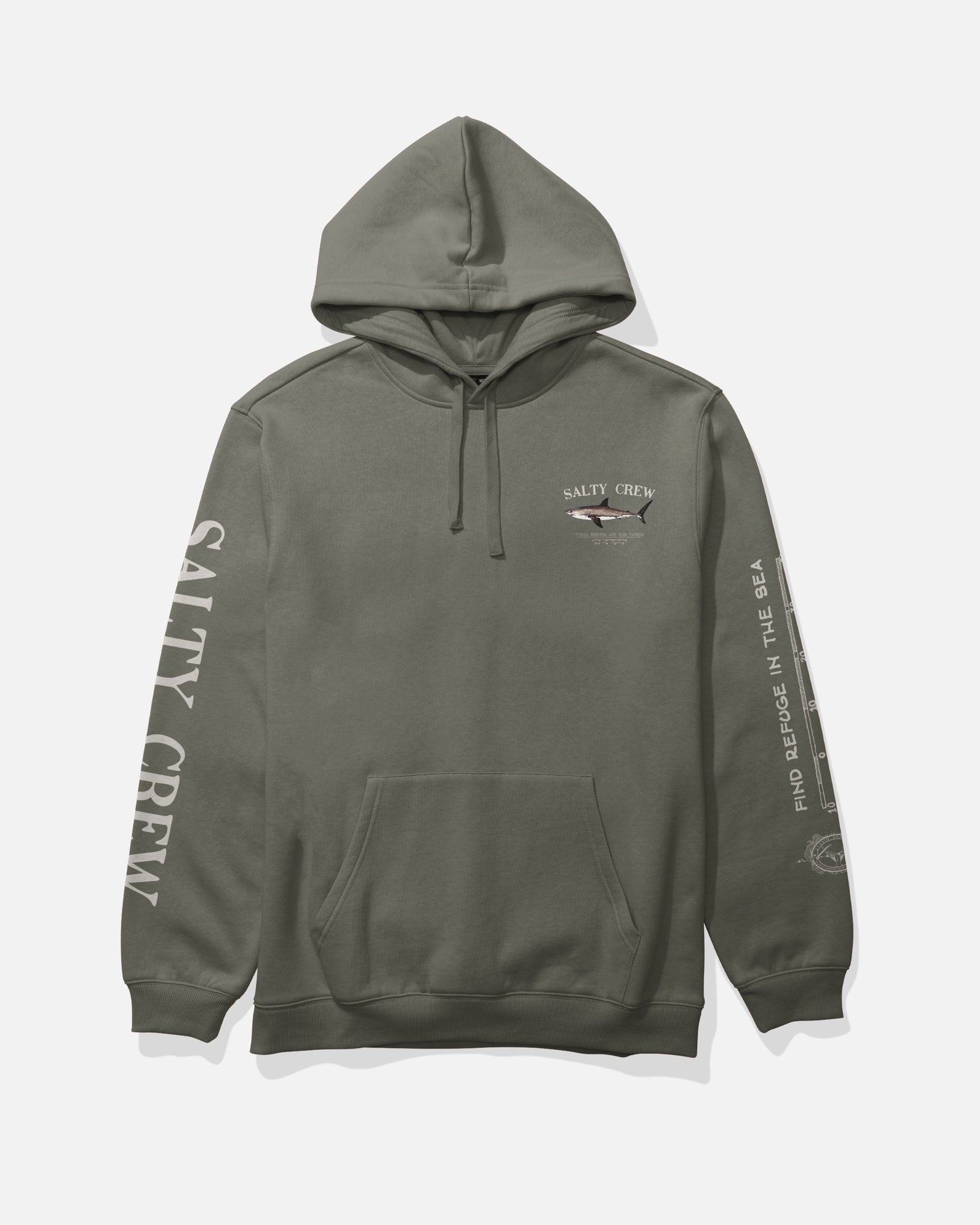 Front view of the Bruce Fleece Hoodie - Dusty Olive. 