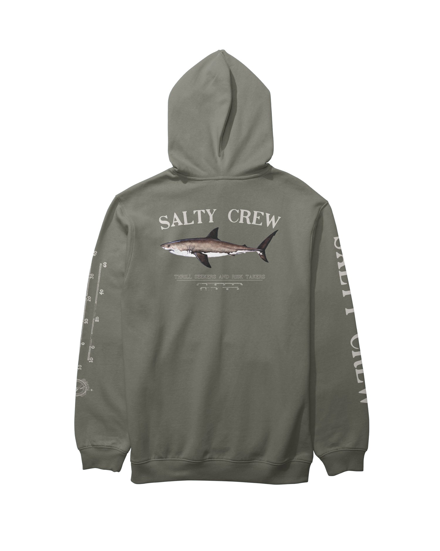 Back view of the Bruce Fleece Hoodie - Dusty Olive. 