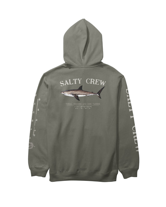 Back view of the Bruce Fleece Hoodie - Dusty Olive. 