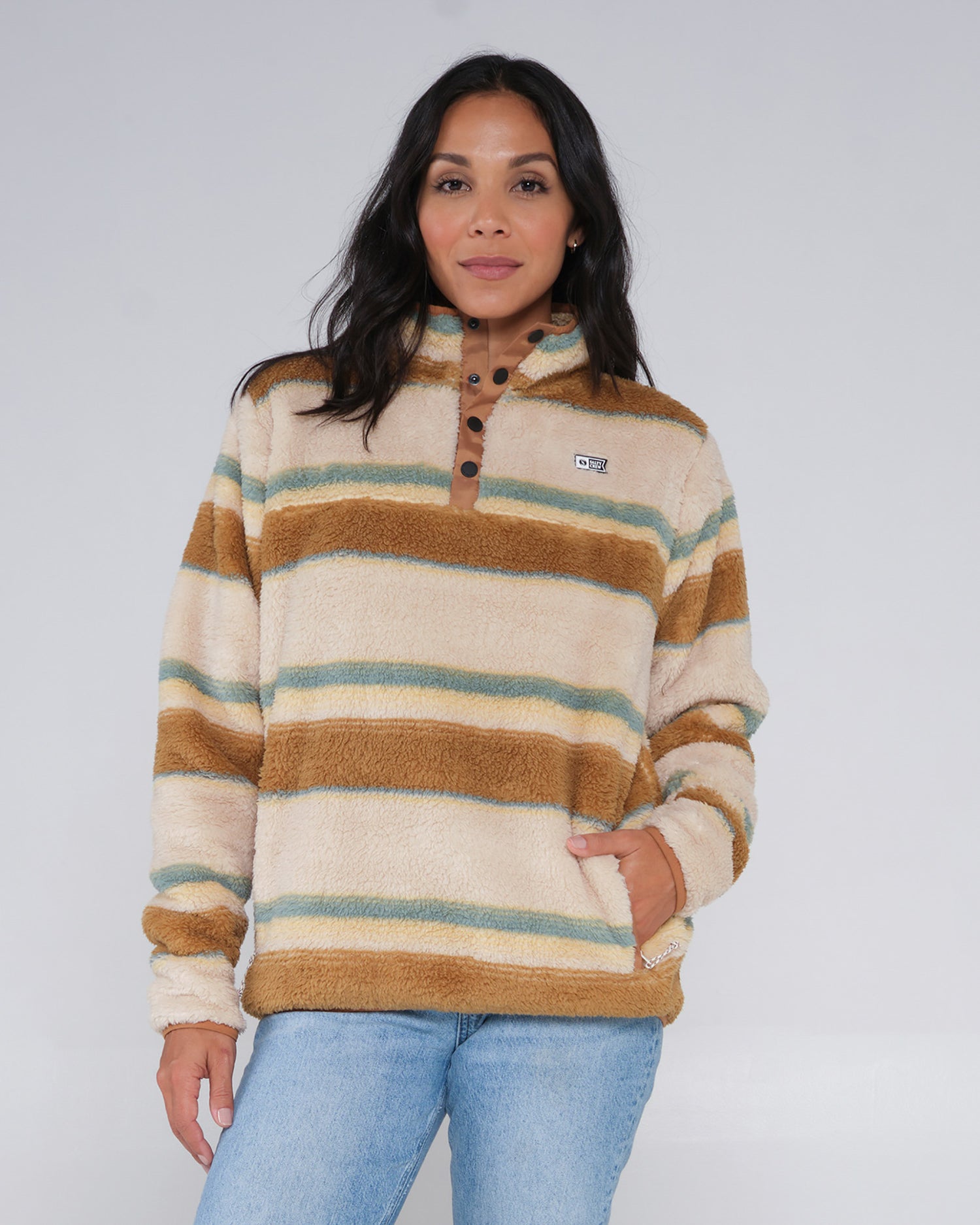 On body front of the Calm Seas Natural Pullover