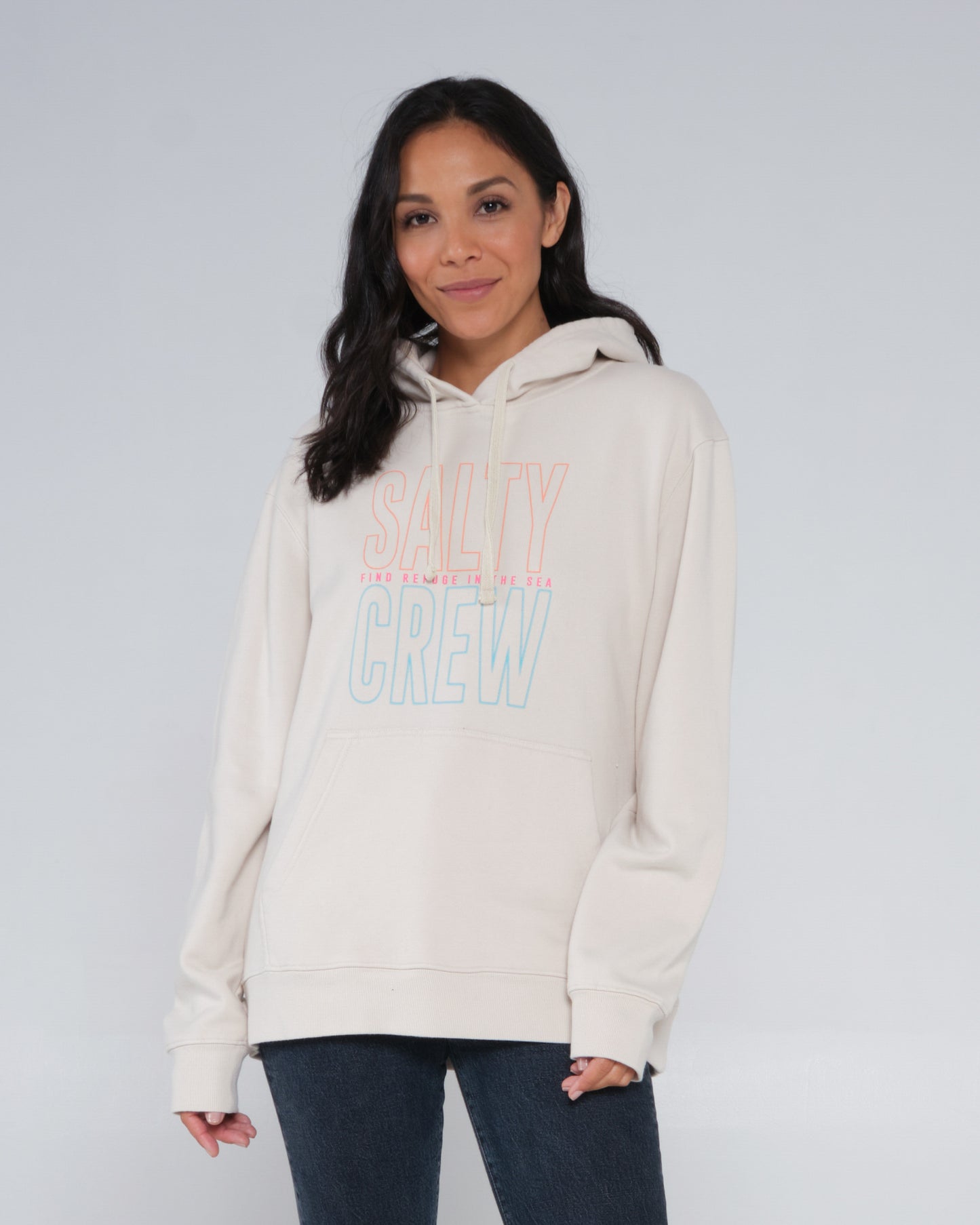 On body front of the Fine Line Natural Premium Hoody