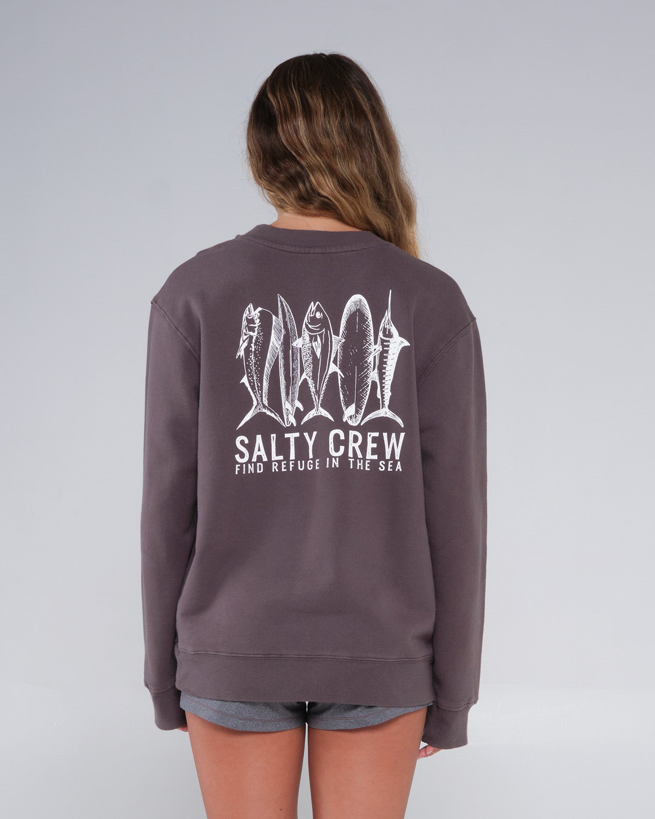back view of Line Up Faded Black Premium Crew