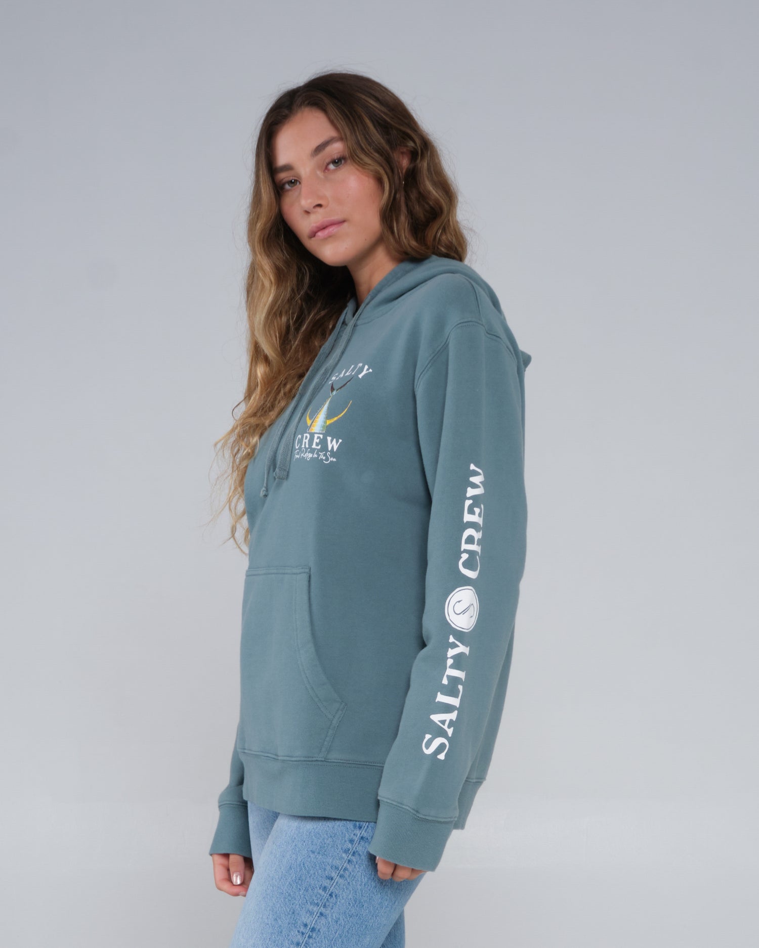 front angled Tailed Atlantic Green Premium Hoody