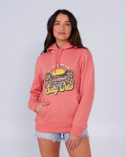 front view of On Vacation Blush Hoody