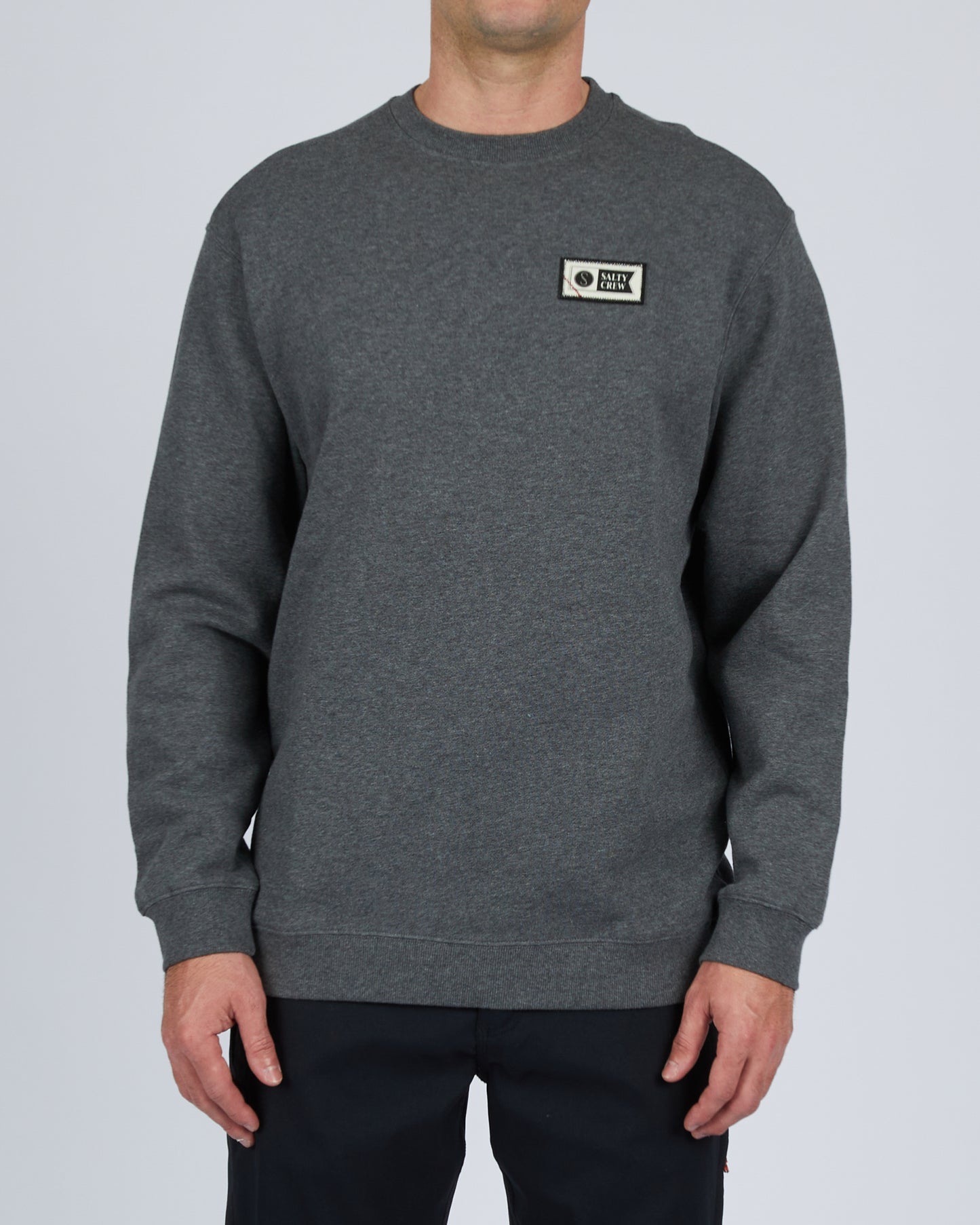 front view of Top Stitch Gunmetal Crew Fleece