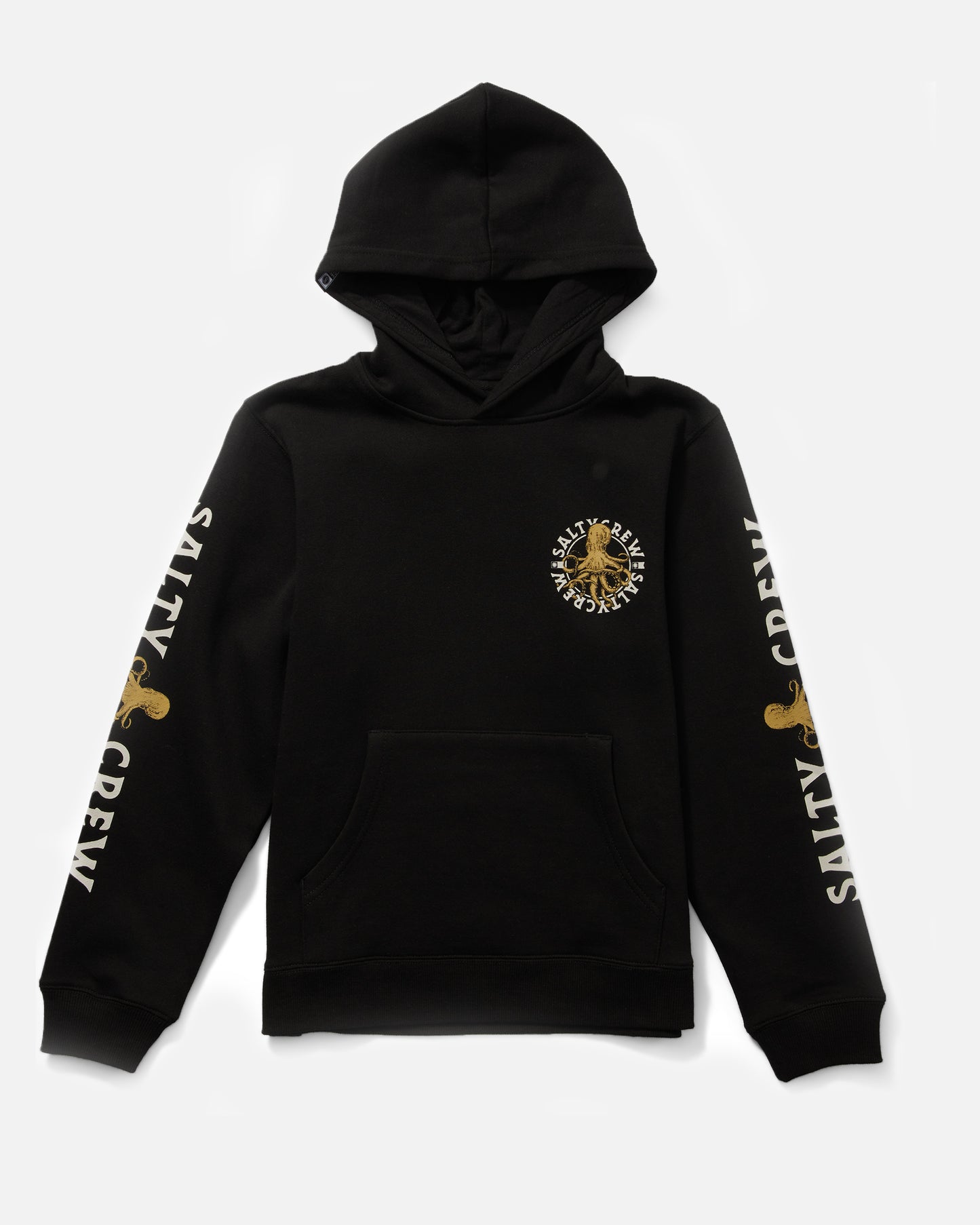 Front view of the Tentacles Boys Fleece Hoodie - Black. 