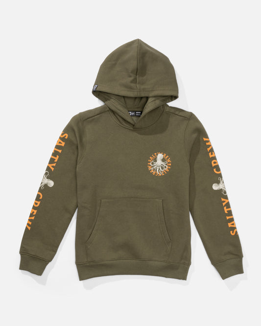 Tentacles Boys Fleece Hoodie - Dusty Olive