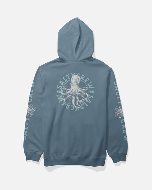 Back view of the Tentacles Fleece Hoodie - Slate. 