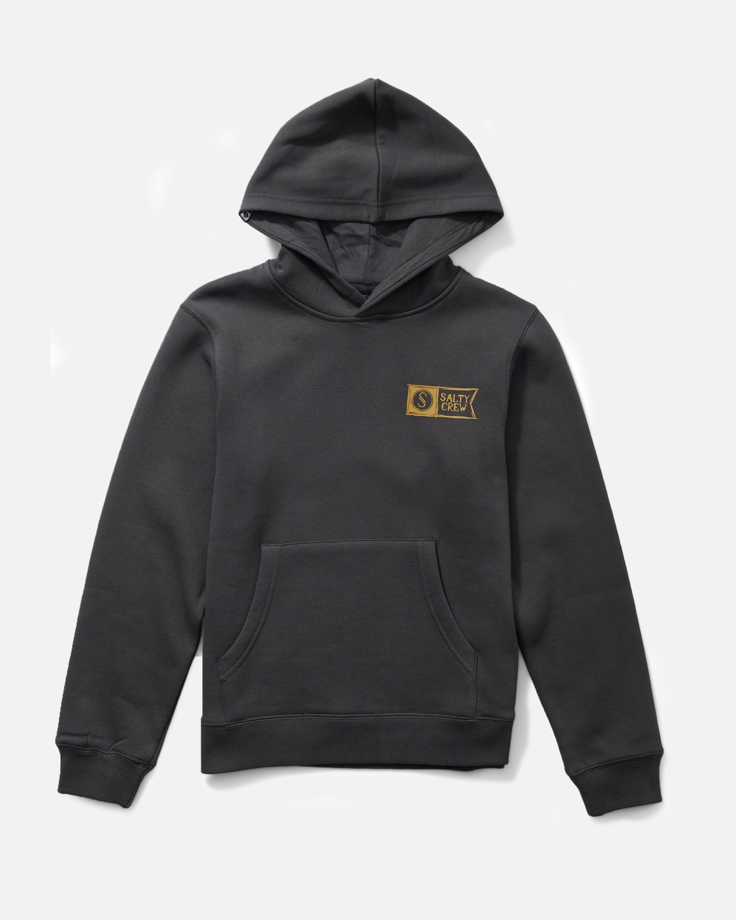 Front view of the Sketchy Alpha Boys Fleece Hoodie - Charcoal. 