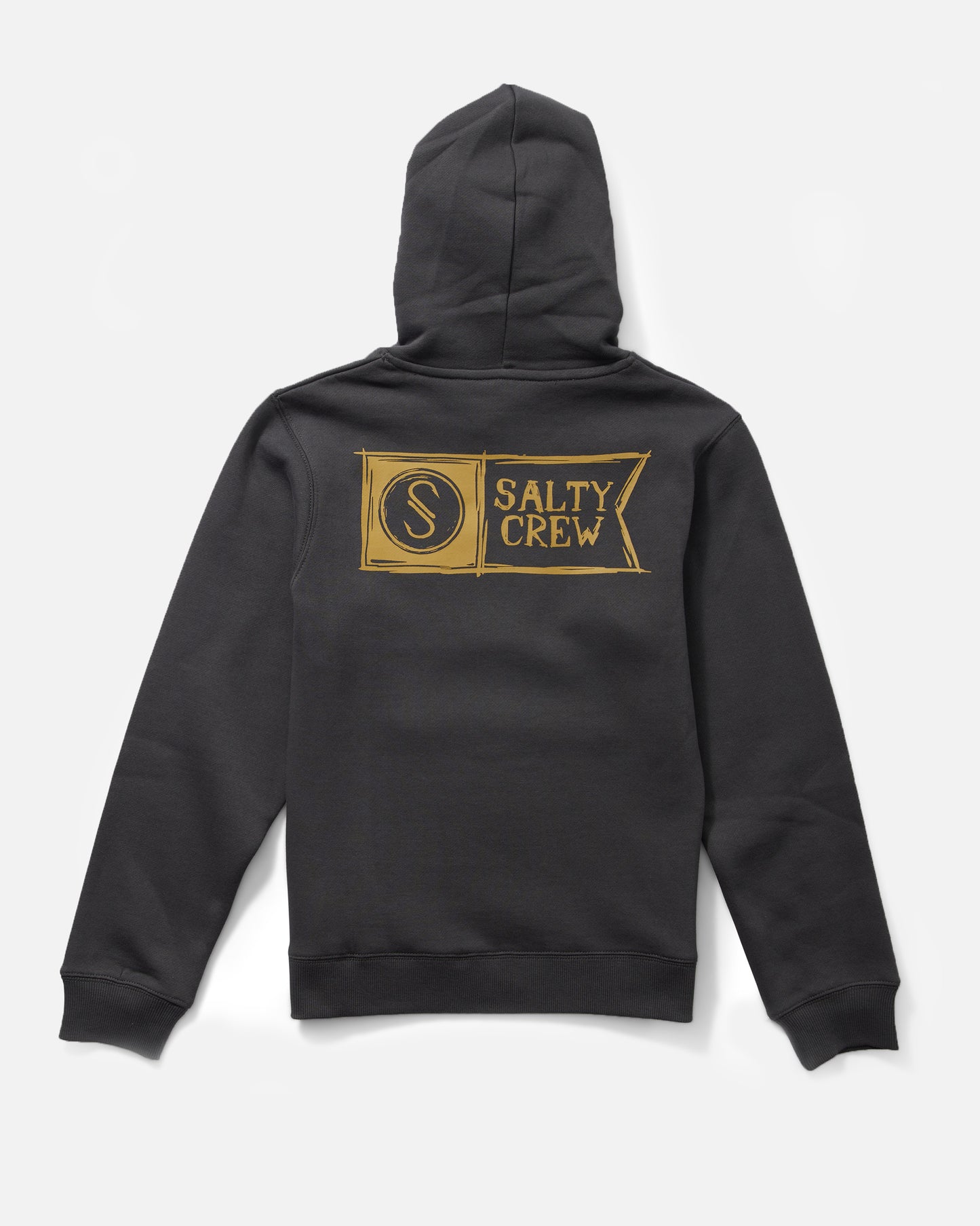 Back view of the Sketchy Alpha Boys Fleece Hoodie - Charcoal. 