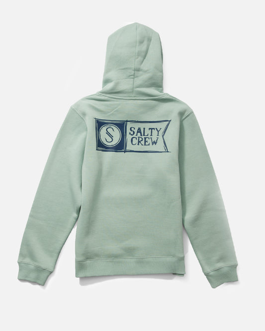 Back of the Sketchy Alpha Boys Fleece Hoodie - Mackerel. 
