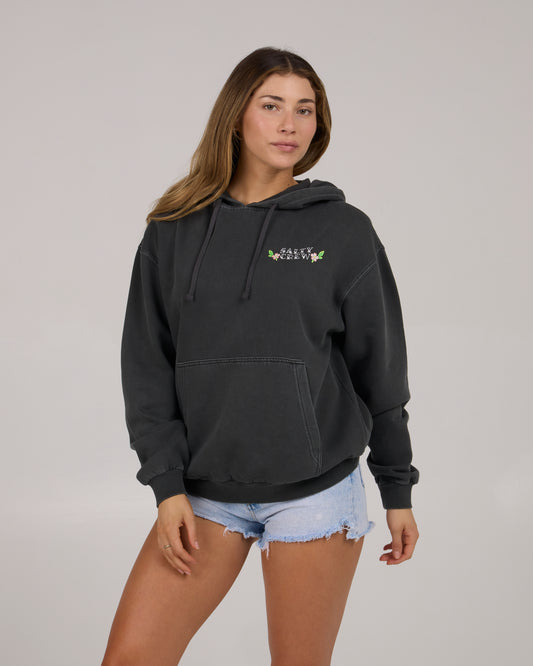 On body front view of Hopper Hoody - Faded Black