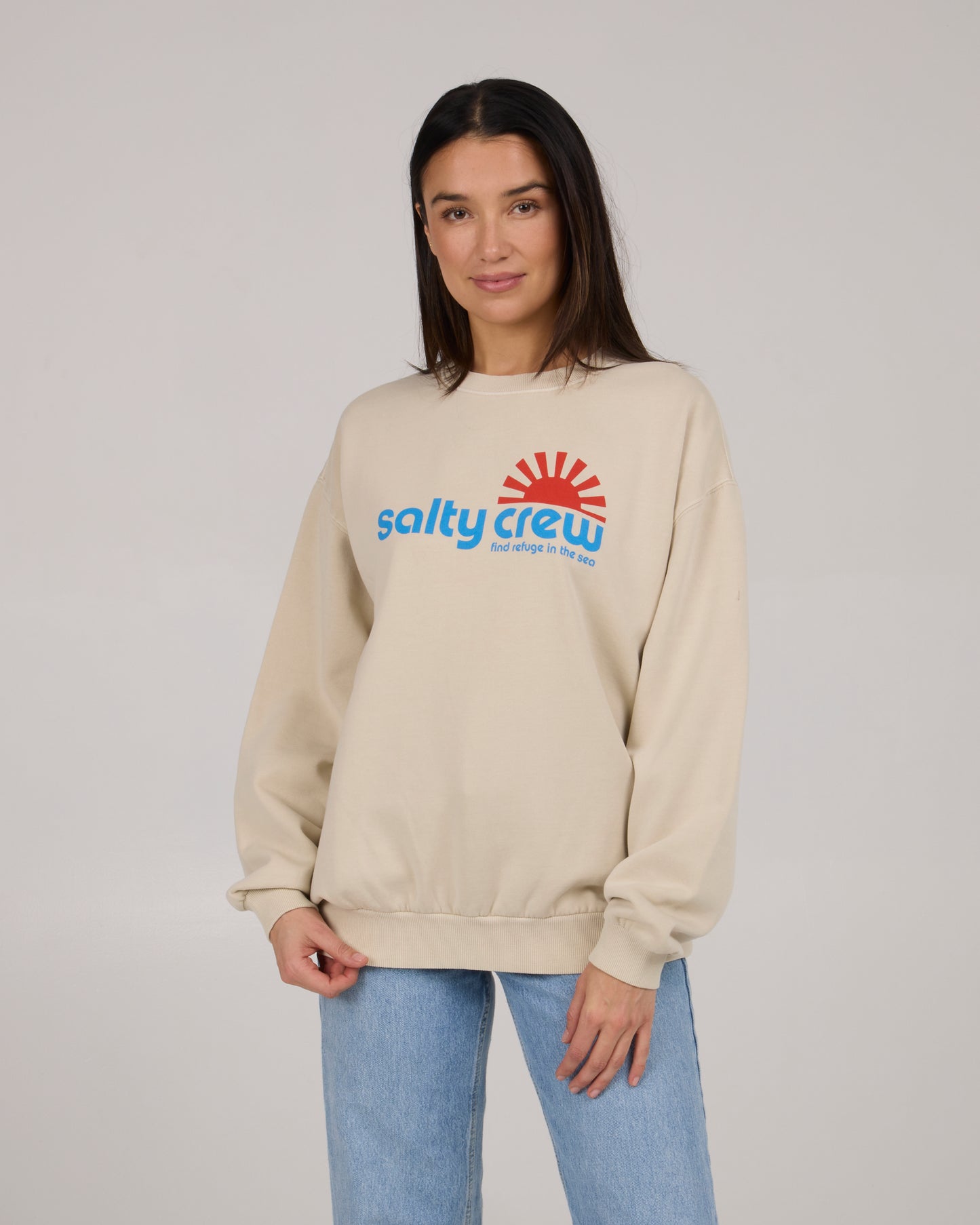 On body front view of Fun In The Sun Crew - Off White