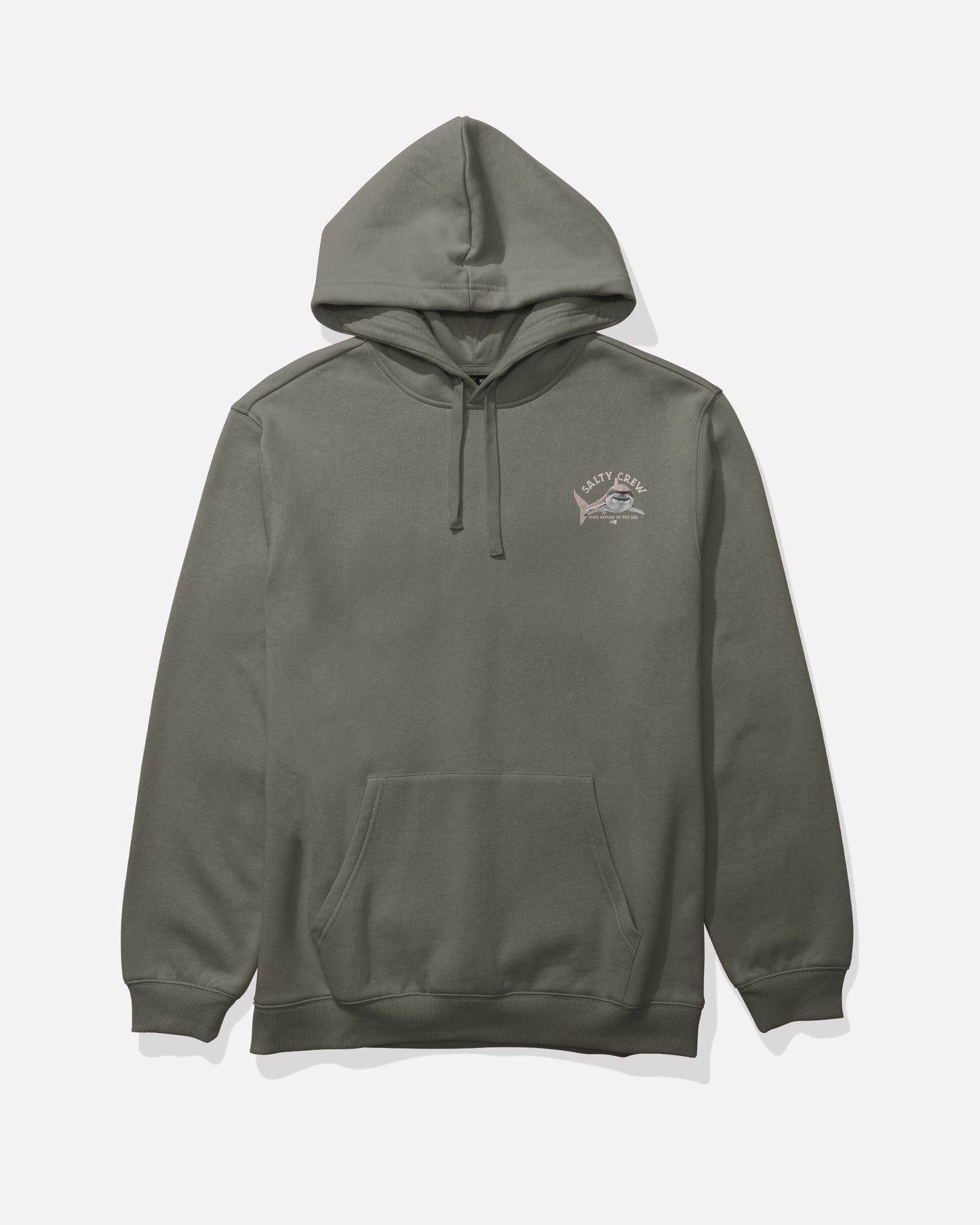 Front view of the Lurking Fleece Hoodie - Dusty Olive. 