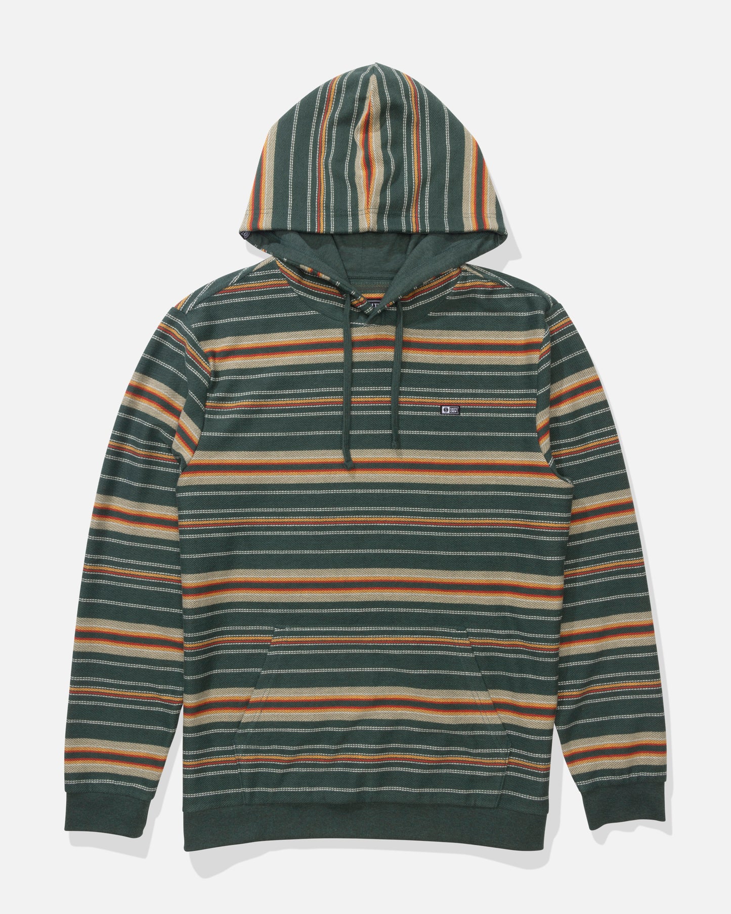 Front view of the Crewser Fleece Hood - Washed Green. 