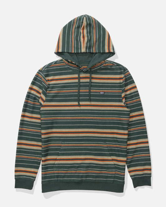 Front view of the Crewser Fleece Hood - Washed Green. 