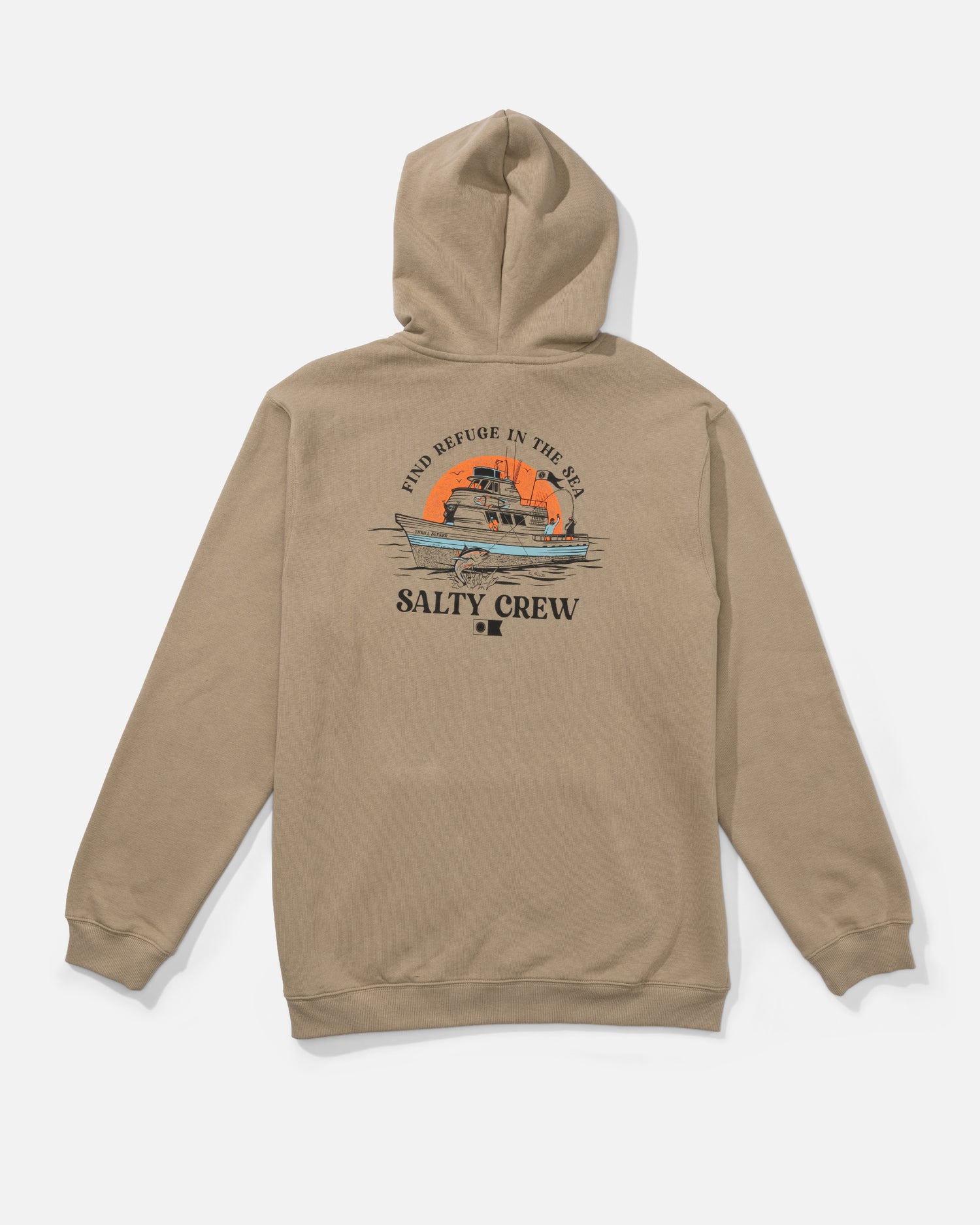 Back view of the Day Charter Fleece - Stone. 