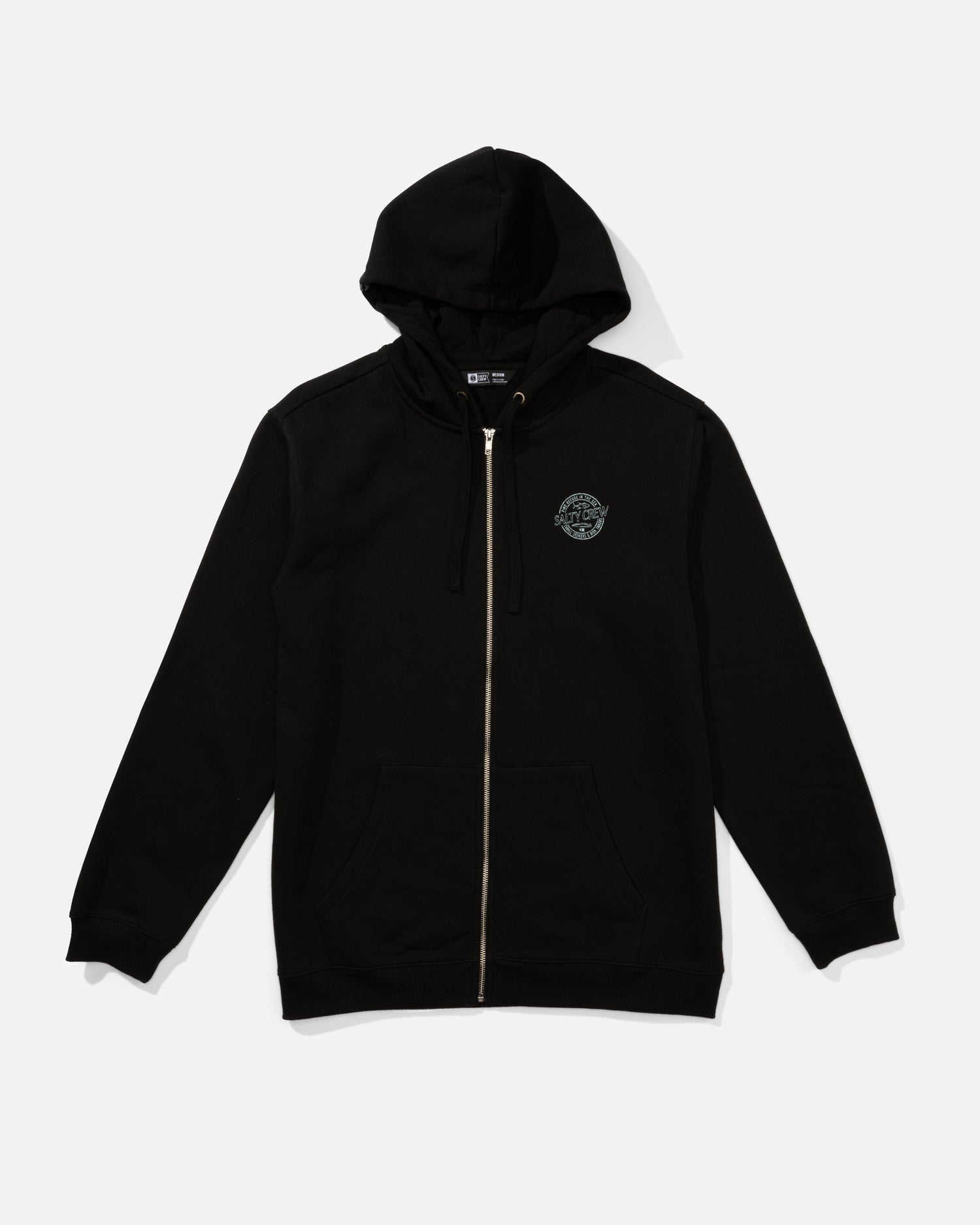 Front view of the Skewed Zip Fleece - Black. 
