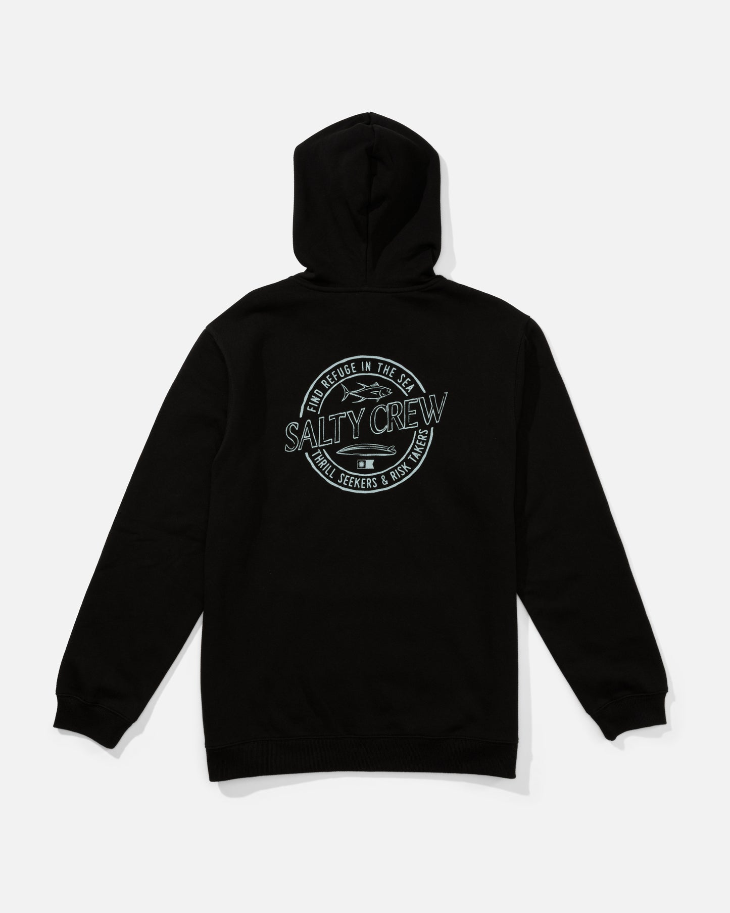 Back view of the Skewed Zip Fleece - Black. 