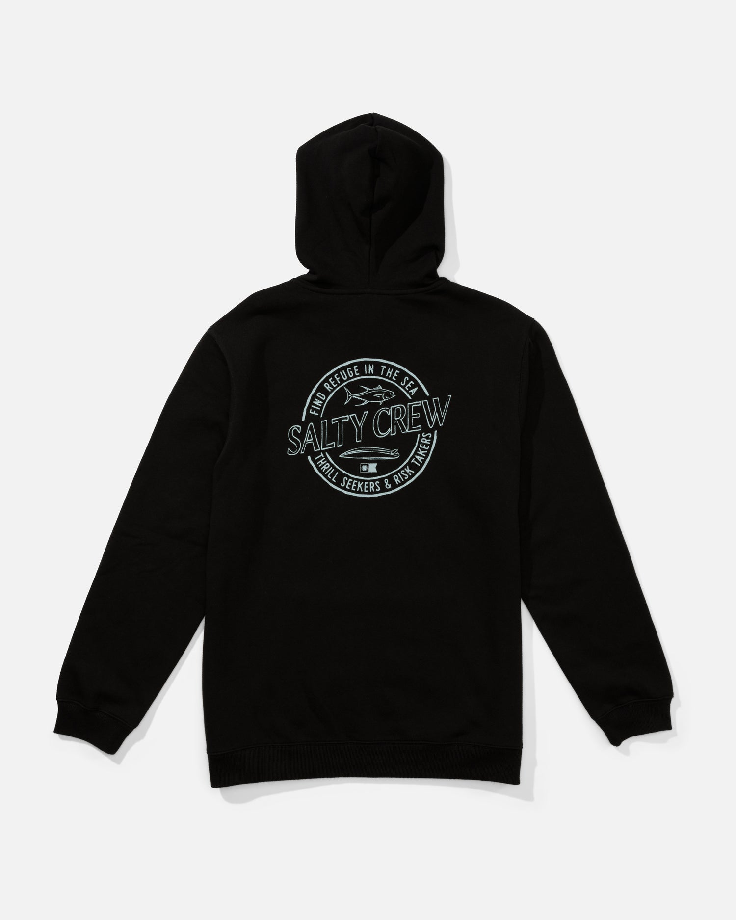 Back view of the Skewed Zip Fleece - Black. 