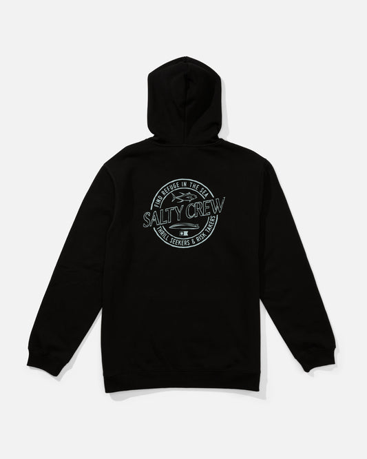 Back view of the Skewed Zip Fleece - Black. 
