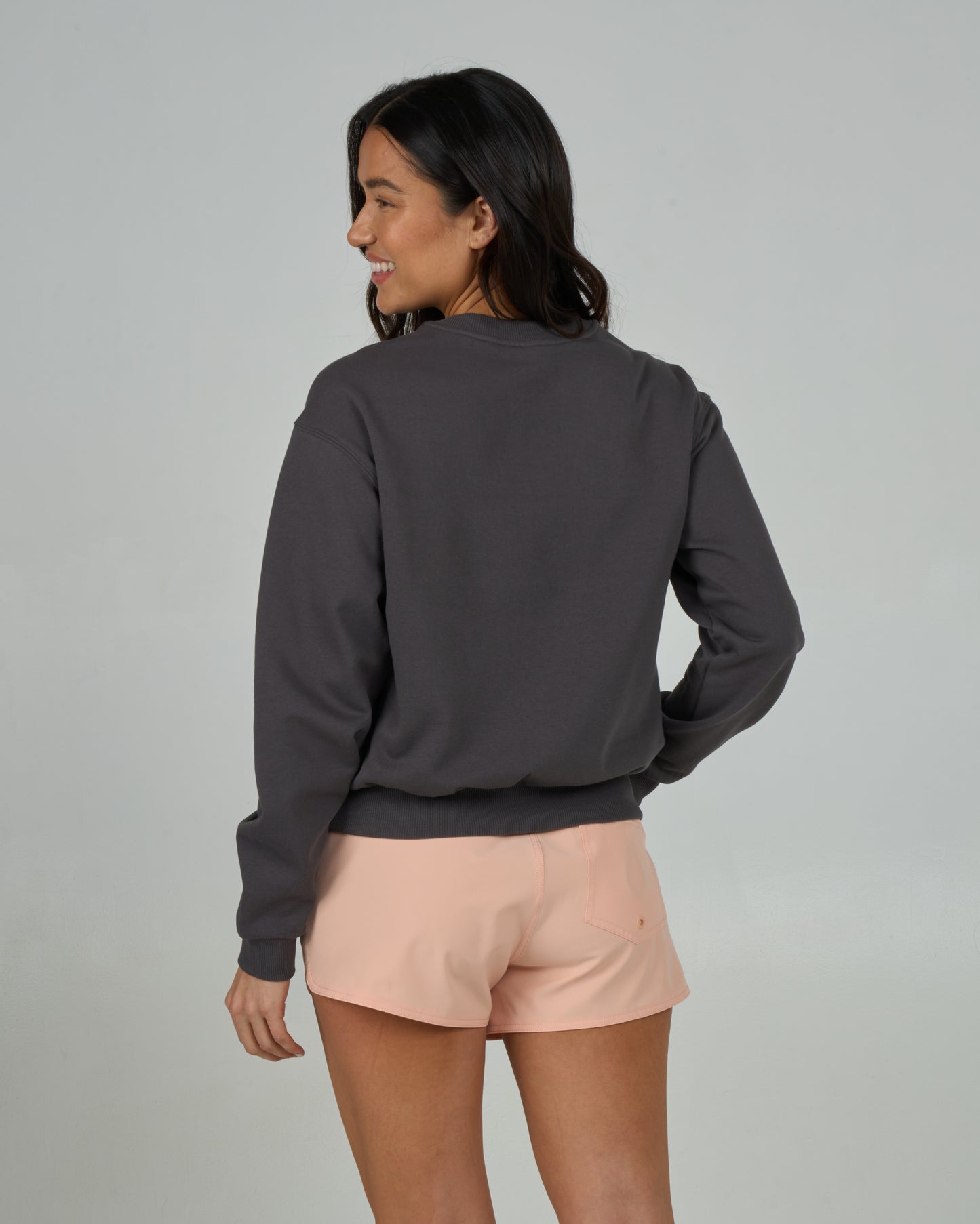Back view of the Camp Salty Crew - Charcoal. 