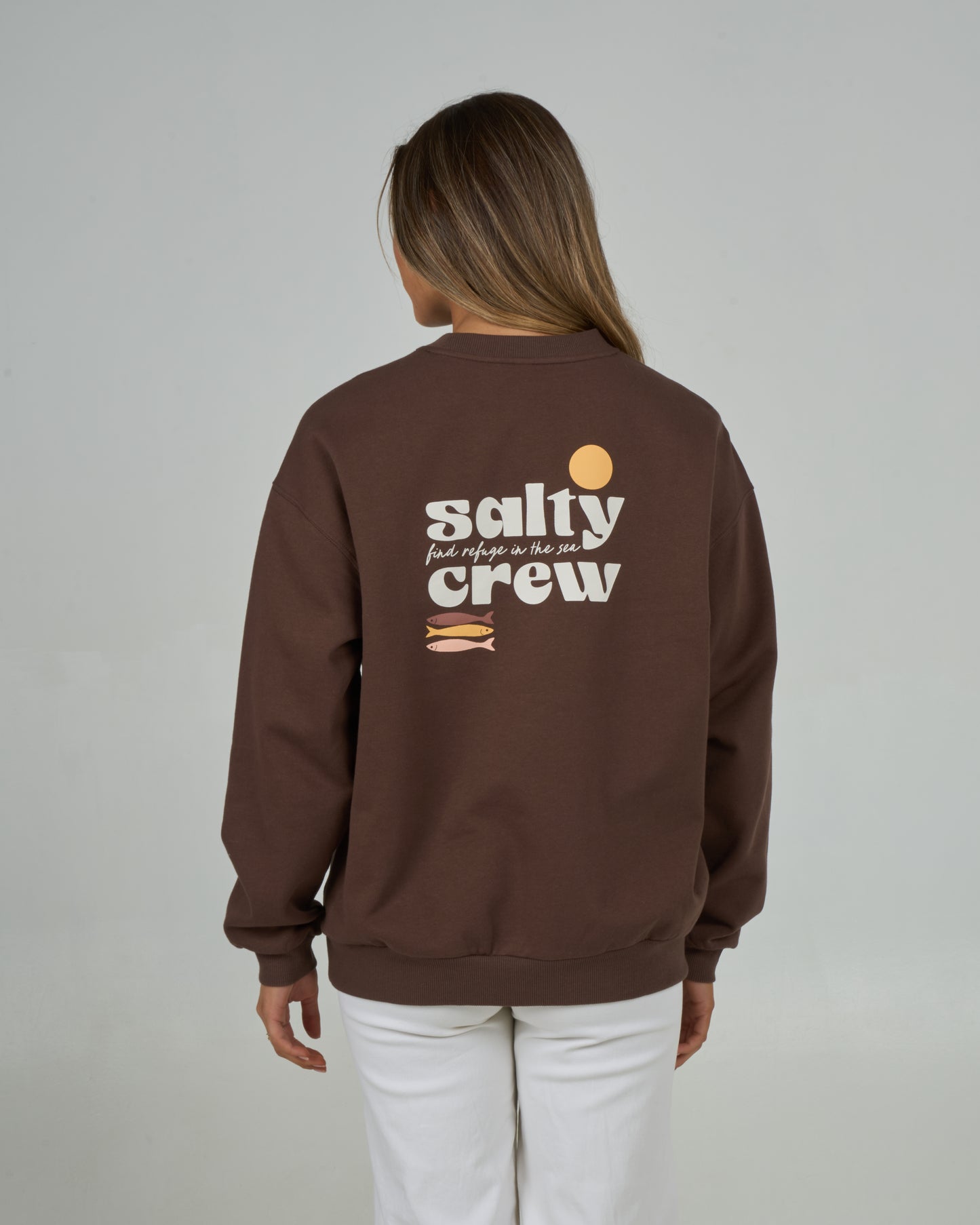 Back view of the Small Bite Crew - Espresso. 