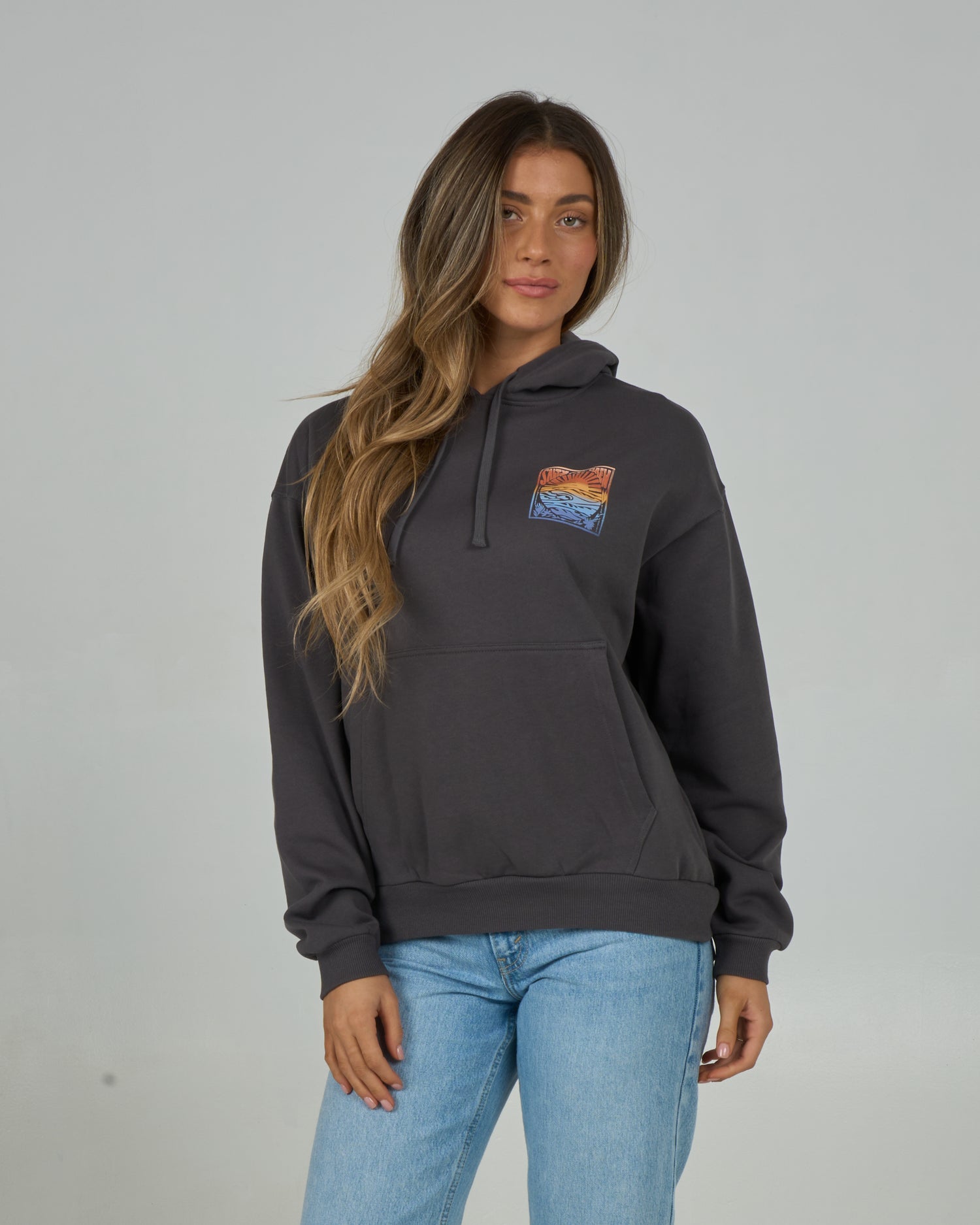 Front view of Posted Hoody - Charcoal. 