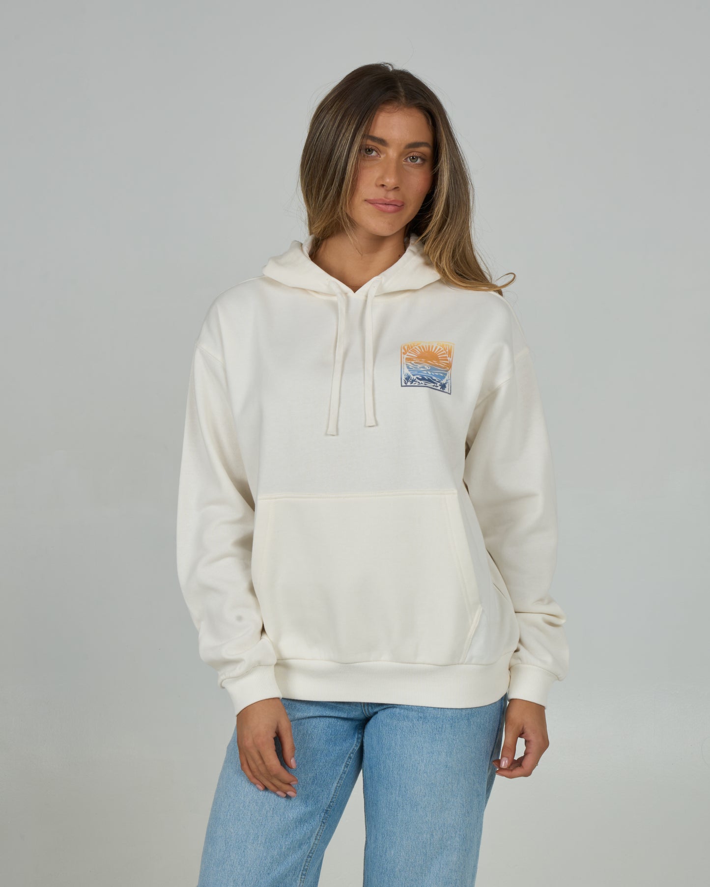 Front view of the Posted Hoody - Off White. 