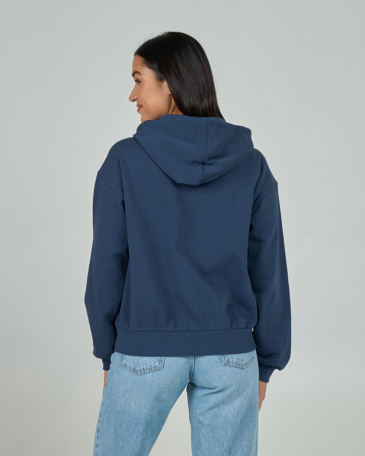Back view of the Rays Zip Hoodie - Midnight Navy. 