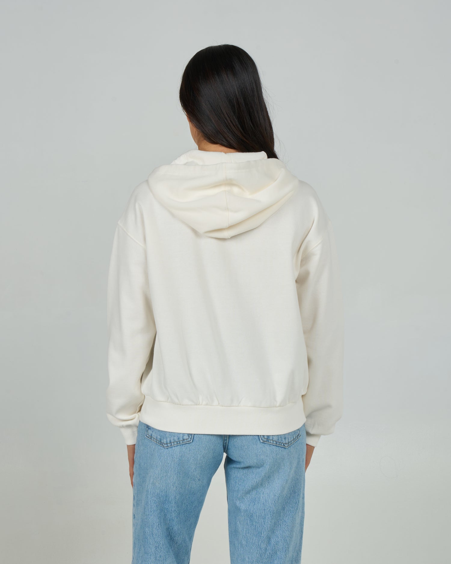 Back view of the Rays Zip Hoodie - Off White. 