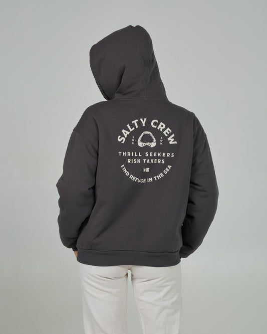 Back view of the Chompers Zip Hoody - Charcoal. 