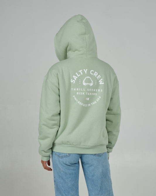 Back view of the Chompers Zip Hoody - Meadow Green. 
