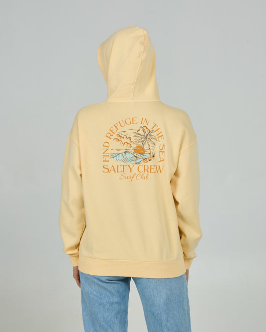 Back view of the Surf Club Zip Hoody - Butter Cream. 