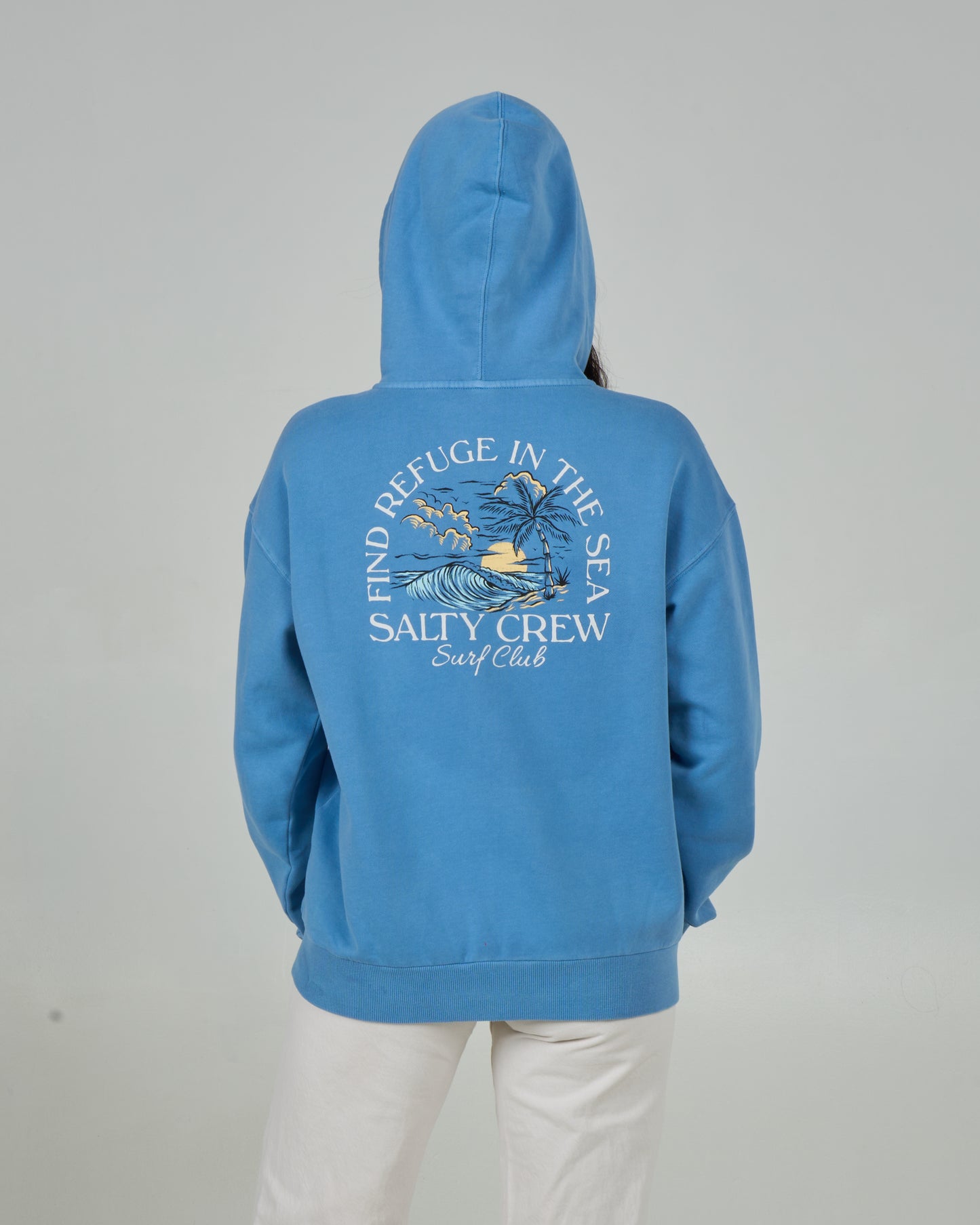 Back view of the Surf Club Zip Hoody - Marine Blue. 