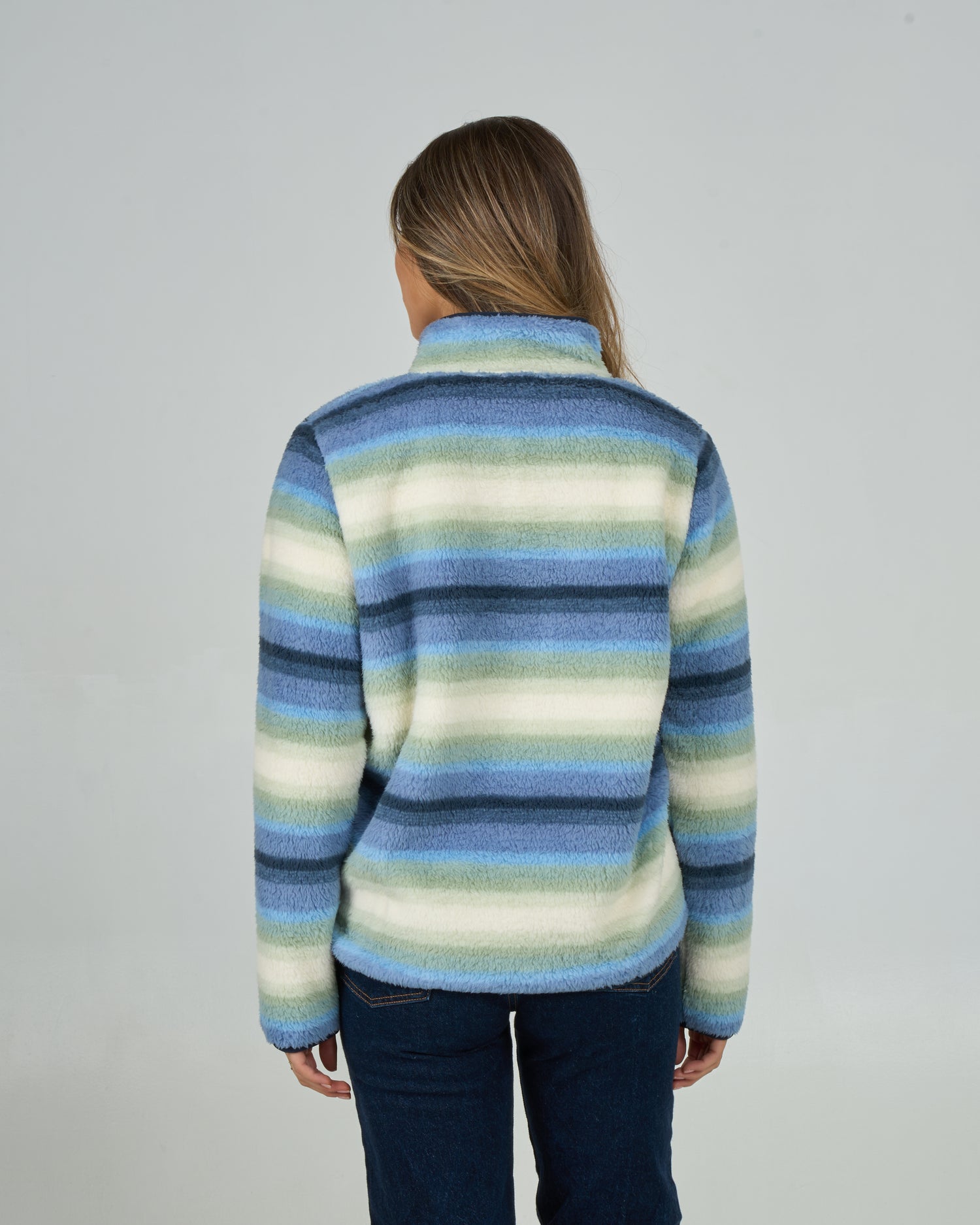 Back view of the Calm Seas Pullover - Blue Horizon. 