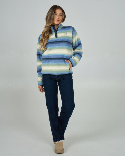 Front view of the Calm Seas Pullover - Blue Horizon. 