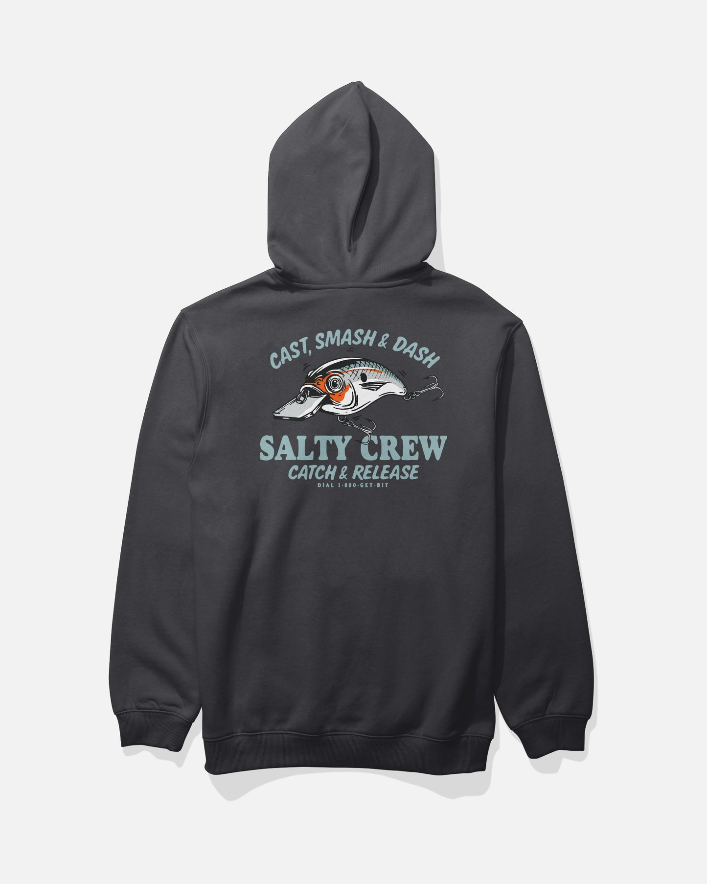 Back view of the Cast Life Fleece Hoodie - Black. 